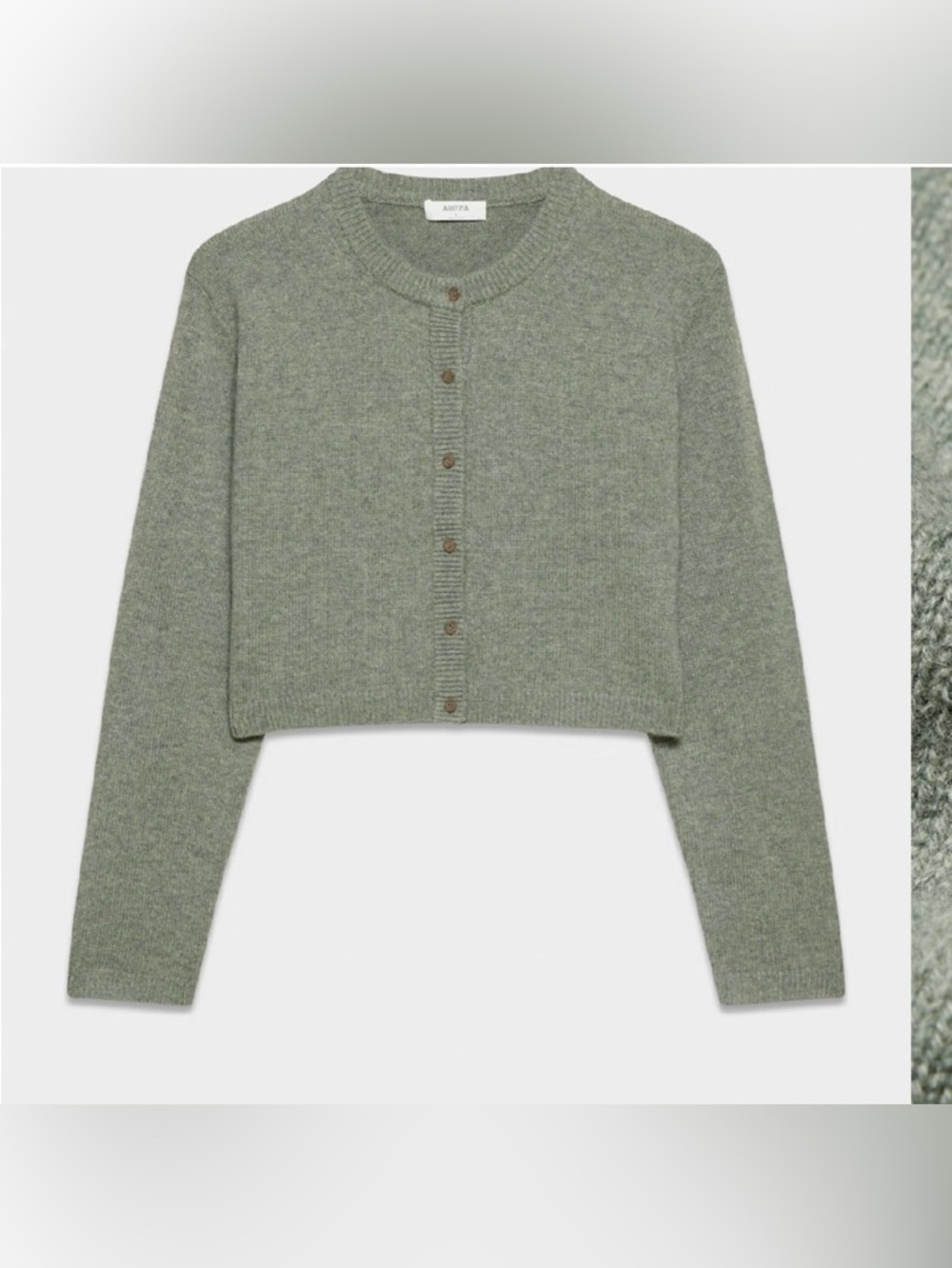 NEW Aritzia Cashmere Relaxed Crew Cardigan Sweater Size XL Green NWOT Button